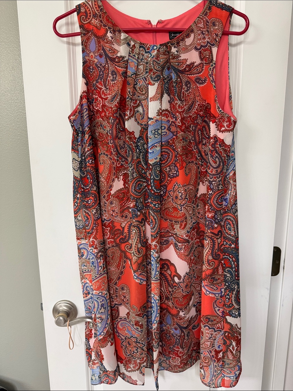 Jessica Howard Red Paisley Mini Dress with Blue Accents